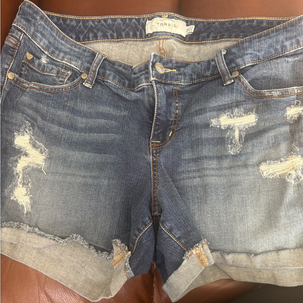 Torrid Blue Distressed Jean Shorts